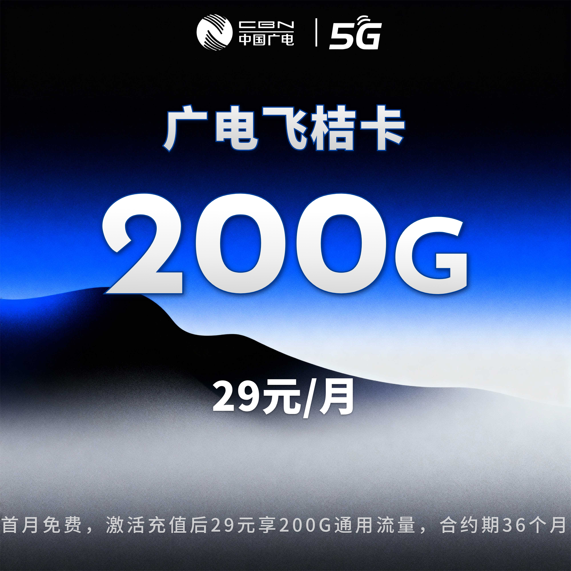 广电飞桔卡【29元200G】